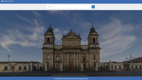 Pantalla principal del Directorio de Parroquias del Arzobispado de Guatemala